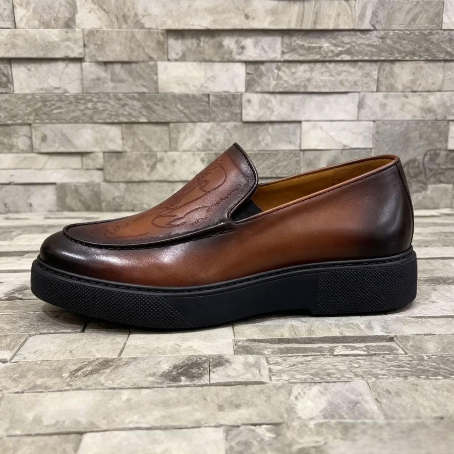 Vintage Patina Leather Casual Loafers