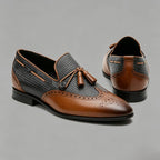 Men's Two-Tone Wingtip Tassel Loafers