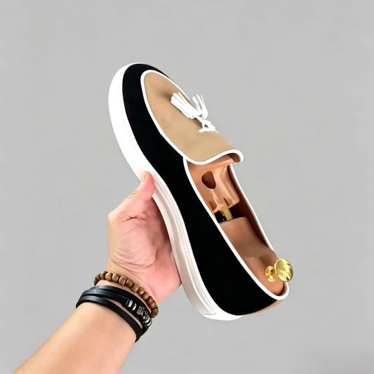 Two-Tone Suede Tassel Loafers