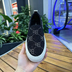 Luxury Rhinestone Monogram Slip-On Platform Sneakers