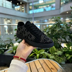 Men's Black Rhinestone Patterned Low-Top Sneakers