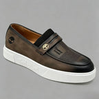 Premium Leather Penny Loafers with Signature Gold Accents