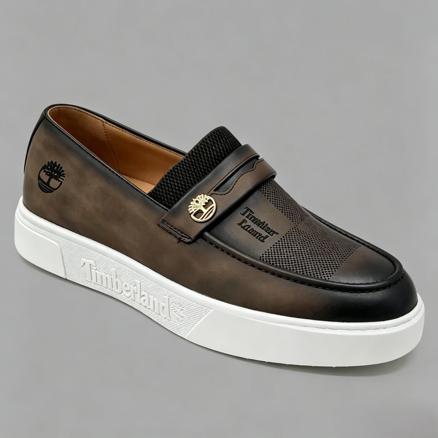 Premium Leather Penny Loafers with Signature Gold Accents
