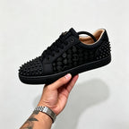 Men's Monogram Embossed Black Spiked Sneakers