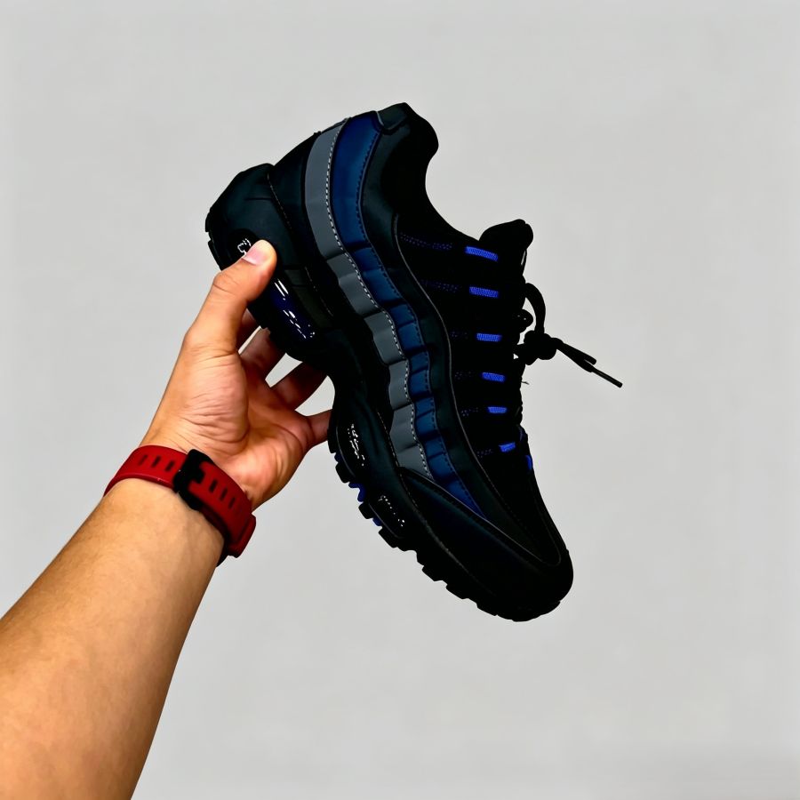 Men's Breathable Black & Blue Casual Running Shoes