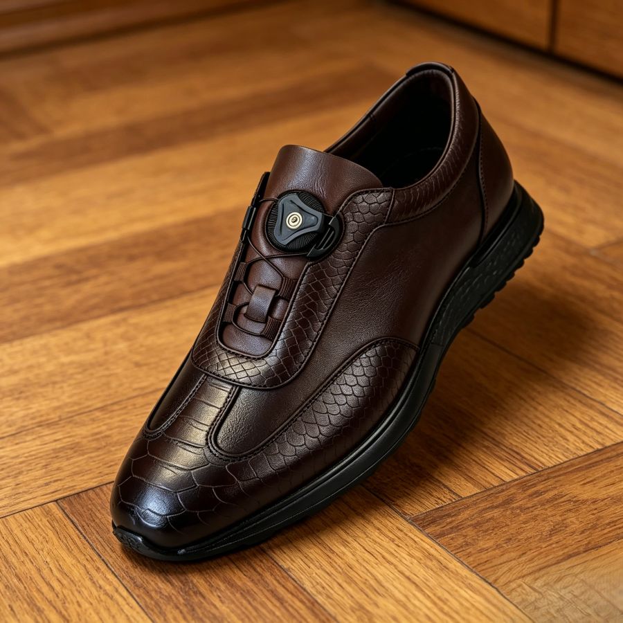 Men’s Premium Leather Casual Shoes with Quick-Turn Lacing