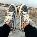 Luxury-Inspired Grey GG Platform Casual Sneakers