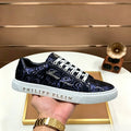 Men's Shiny Metallic Rose Print Leather Low Top Sneakers