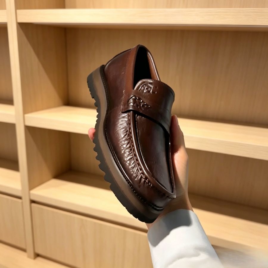 Men's Genuine Leather Textured Loafer Shoes