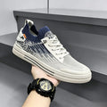 Men's Beige & Navy Knit Slip-On Sneakers | Breathable Casual Shoes