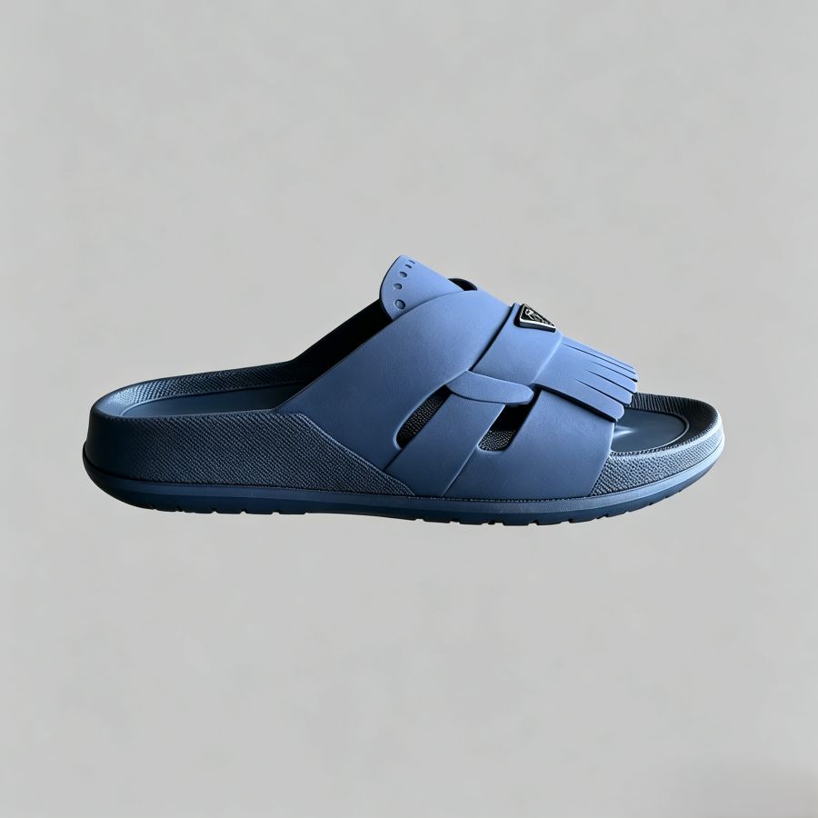 Men's Navy Blue Fringe Slide Sandals