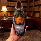 Chunky Sole Gradient Croc Leather Wingtip Oxfords