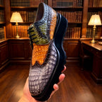 Chunky Sole Gradient Croc Leather Wingtip Oxfords