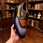 Chunky Sole Gradient Croc Leather Wingtip Oxfords