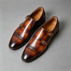 Men’s Burnished Brown Double Monk Strap Dress Shoes