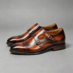 Men’s Burnished Brown Double Monk Strap Dress Shoes