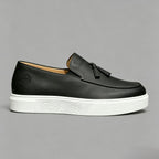 Men's Black Leather Tassel Loafers