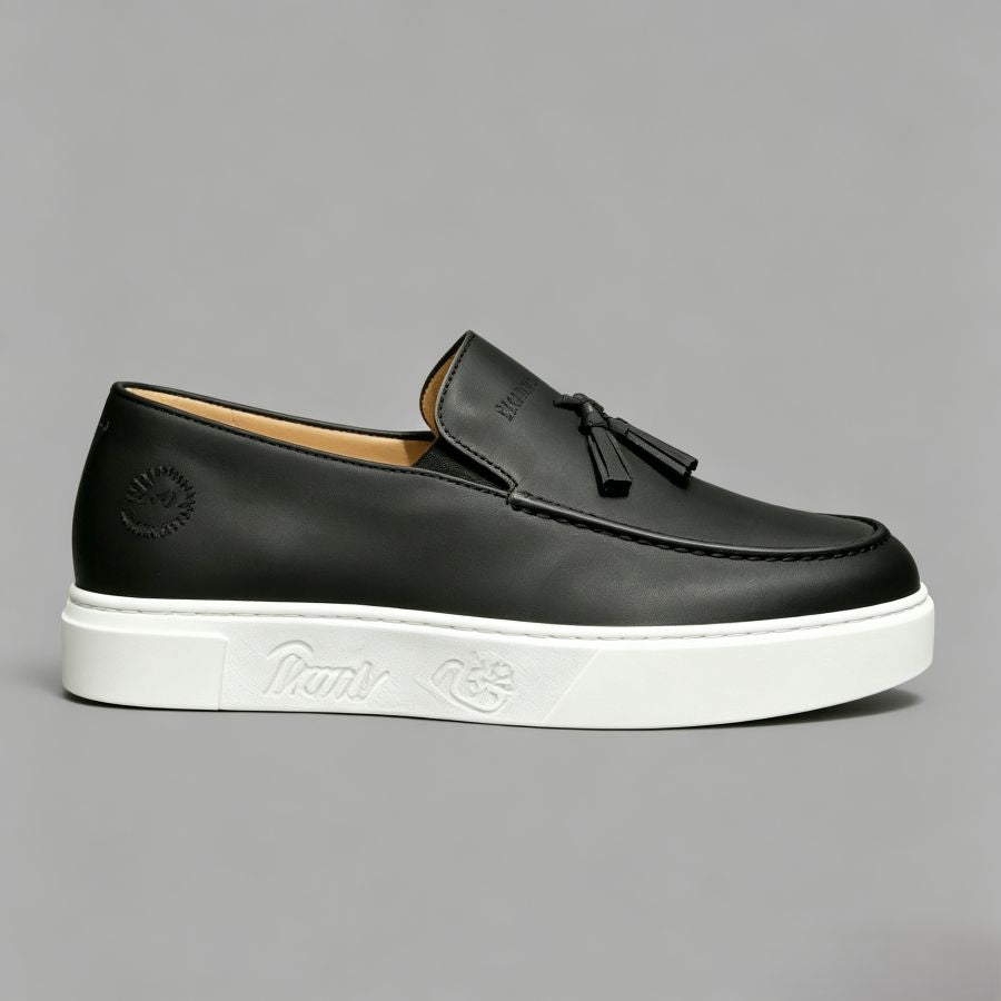 Men's Black Leather Tassel Loafers