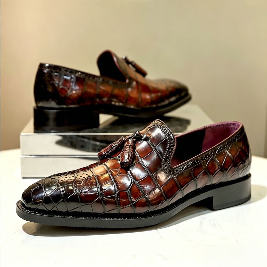 Men’s Croc-Embossed Tassel Loafers