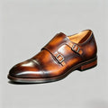Men’s Burnished Brown Double Monk Strap Dress Shoes