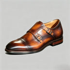 Men’s Burnished Brown Double Monk Strap Dress Shoes