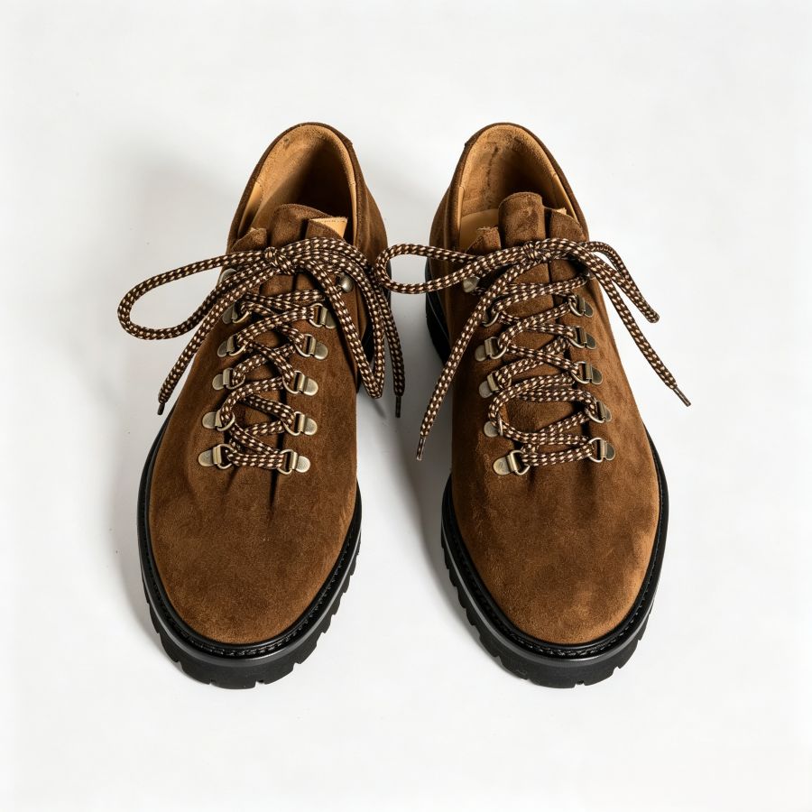 Men’s Brown Tan Suede Low Top Hiking Derby Shoes