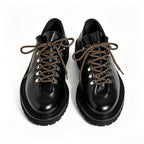 Men’s Black Polished Smooth Leather Low Top Hiking Derby Shoes