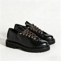 Men’s Black Polished Smooth Leather Low Top Hiking Derby Shoes
