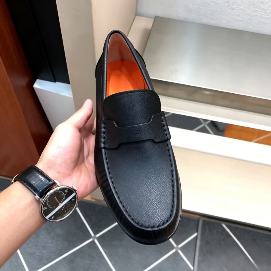 Men's Black Genuine Leather Penny Loafers