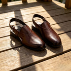 Men's Burgundy Closed-Toe Leather Sandals