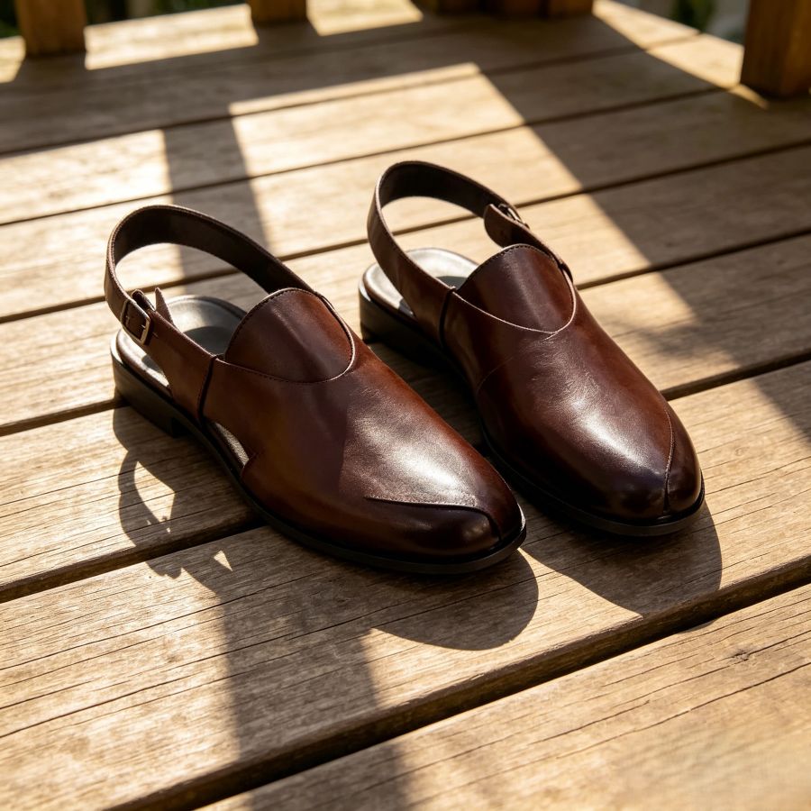 Men's Burgundy Closed-Toe Leather Sandals