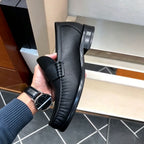 Men's Black Genuine Leather Penny Loafers