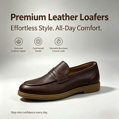 Men's Dark Brown Pebble Leather Penny Loafers