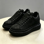 All-Black Rhinestone-Studded Platform Sneakers
