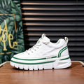 Men's White & Green Striped Platform Casual Sneakers
