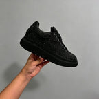 All-Black Rhinestone-Studded Platform Sneakers