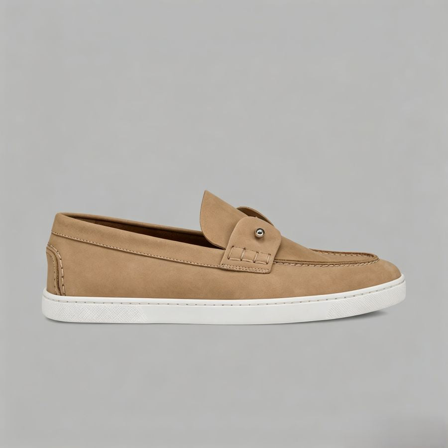 Men's Casual Nubuck Loafers with Metal Bar Detail