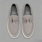 Men's Casual Nubuck Loafers with Metal Bar Detail