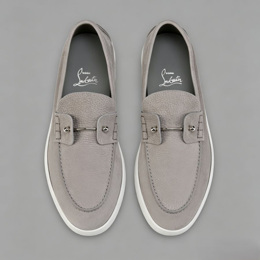 Men's Casual Nubuck Loafers with Metal Bar Detail