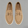 Men's Casual Nubuck Loafers with Metal Bar Detail