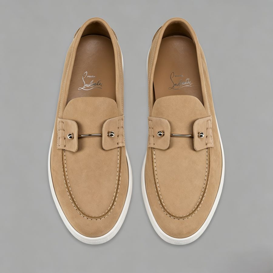 Men's Casual Nubuck Loafers with Metal Bar Detail