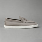 Men's Casual Nubuck Loafers with Metal Bar Detail