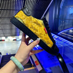 Men's Yellow Snake Print Casual Low-Top Sneakers