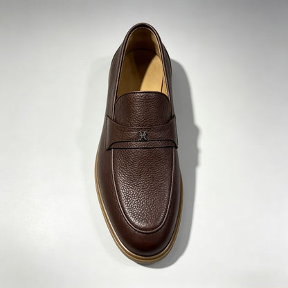 Men's Dark Brown Pebble Leather Penny Loafers