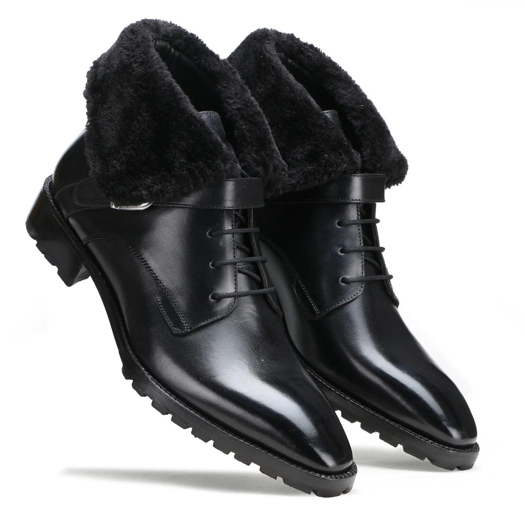 Classic black chunky fur boots