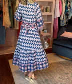 Mediterranean Breeze Tiered Ikat Dress