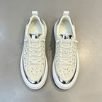 White & Silver Sparkly Low-Top Casual Sneakers
