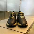 Men's Black & Khaki Quilted Leather Chunky Sneakers