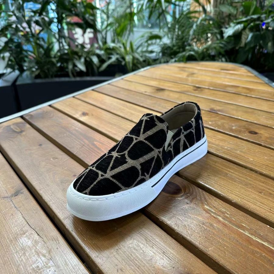 Luxury Style Black Monogram Slip-On Sneakers
