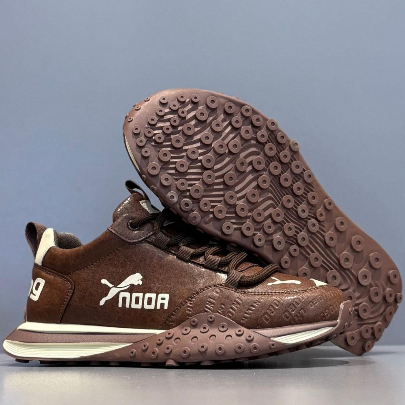 Men's Brown Retro Leather Casual Sneakers